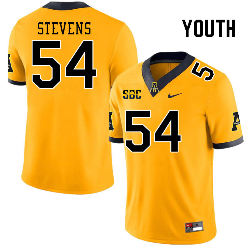 Youth #54 Danny Stevens Appalachian State Mountaineers College Football Jerseys Stitched Sale-Gold